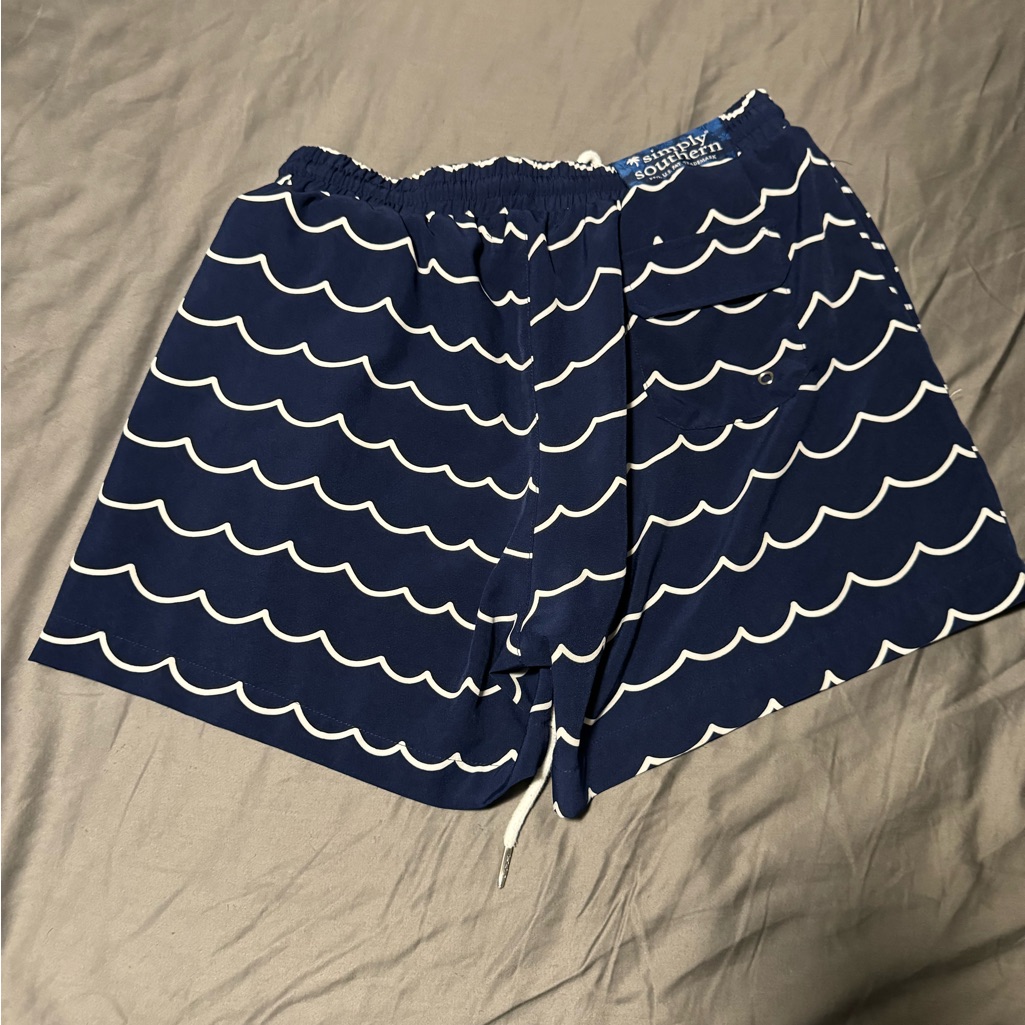 Simply Southern Navy And White Swim Trunks